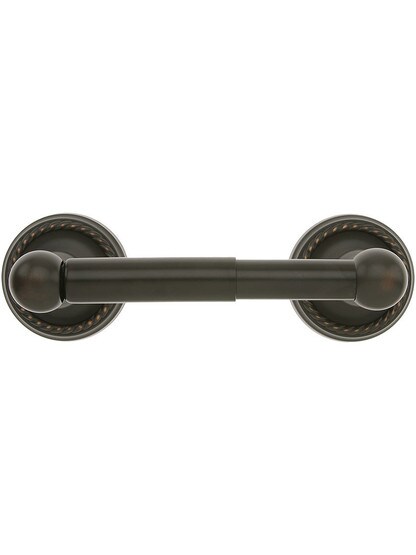 Brass Toilet-Paper Holder with Rope Rosettes in Oil-Rubbed Bronze.